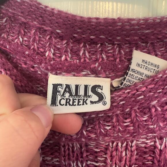 Vintage 90s Falls Creek Pullover Knit Sweater Size M Berry Pink Winter Casual - Picture 4 of 8